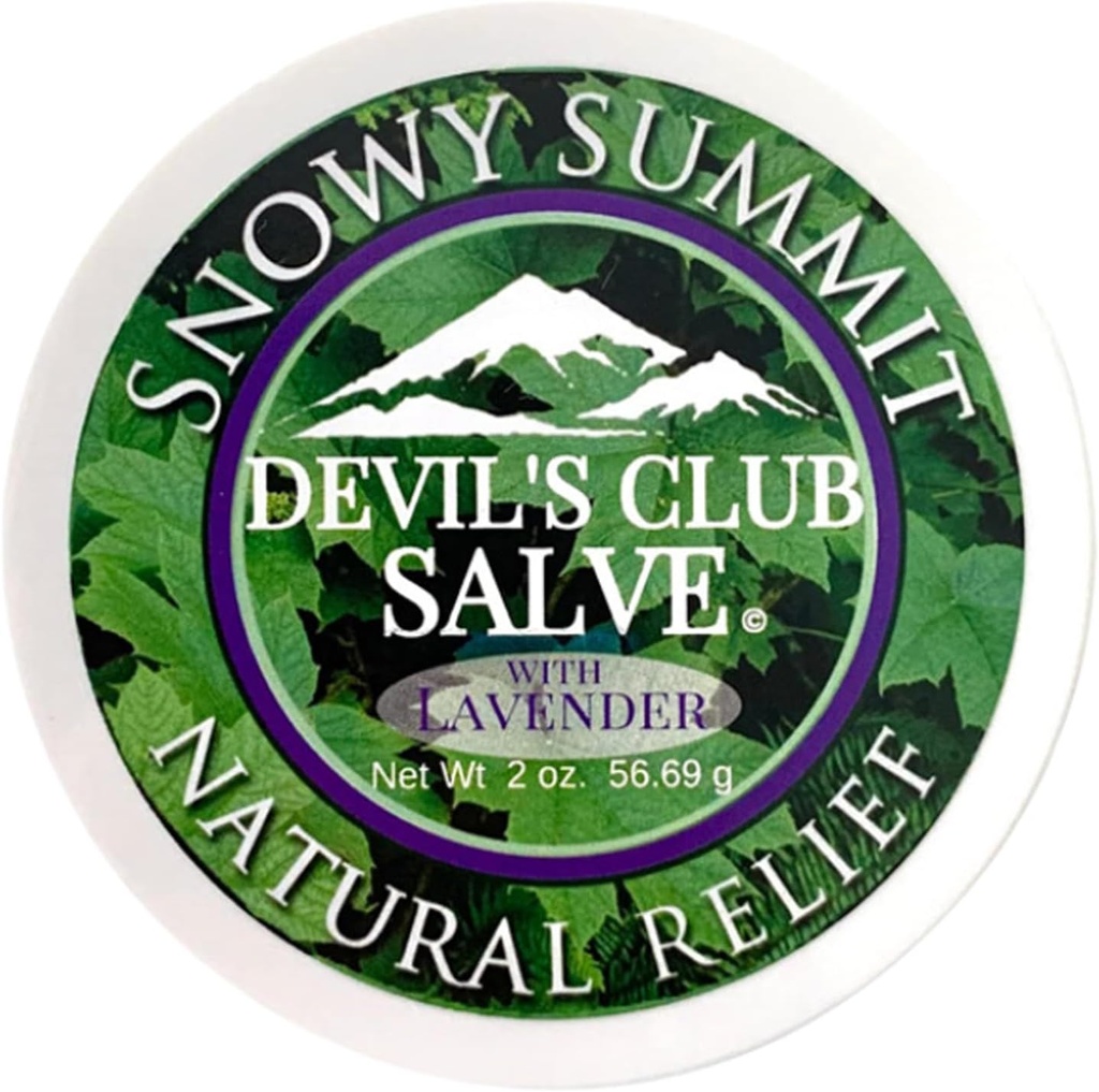 Snowy Summit Alaska Devil's Club Lavender Salve - Handmade Skin Care Ointment with Lavender - Natural Muscle Rub with Premium, Responsible Sourced Plant Materials - Made in USA - 2 oz