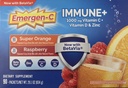 Emergen-C Immune + 1000 mg Vitamin C + Vitamin D & Zink, (Super Orange 60 Ct / Himbeer 30Ct) 90 Packungen
