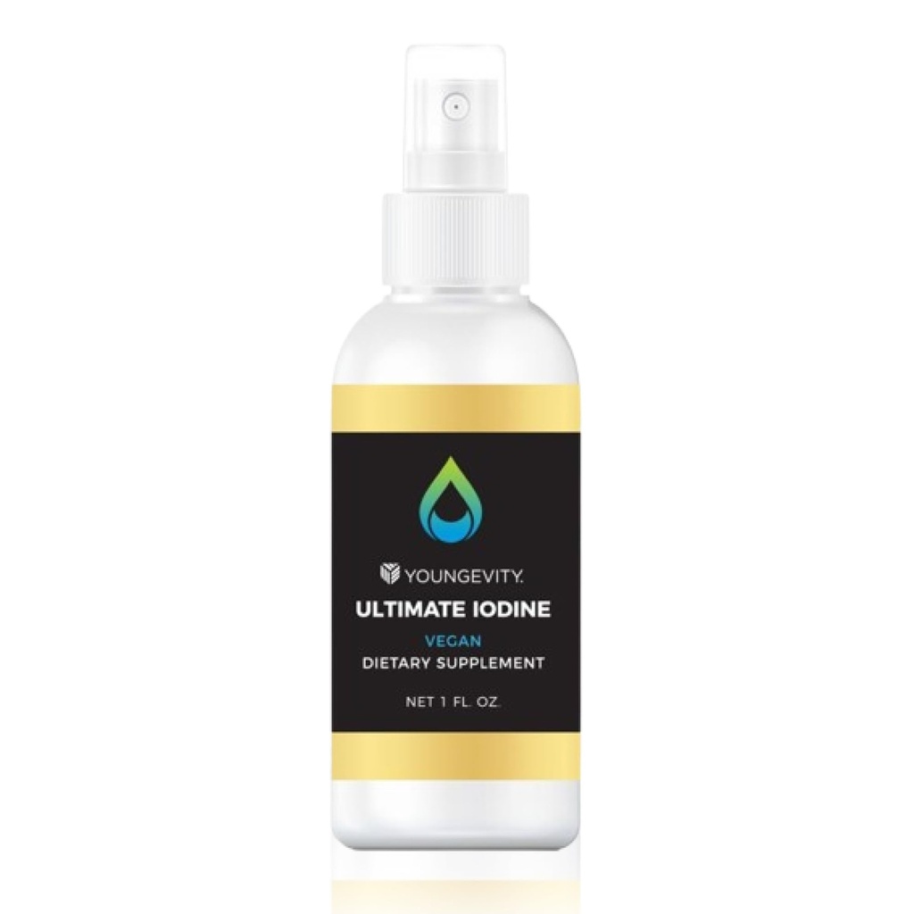 Youngevity Ultimate Iodine Supplement – Supplément végétalien avec 300 mcg Iodine, B12, zinc, sélénium et cuivre – Liquide pour l'énergie, métabolisme, équilibre hormonal – Non-OGM, sans gluten