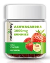 Nature's Key Ashwagandha Gummies, 3000mg Extrait de racine d'Ashwagandha de haute puissance avec vitamine D2, stress, humeur calme et cognition, pour les hommes et les femmes, goût de fraise (60 comte (paquet de 1)