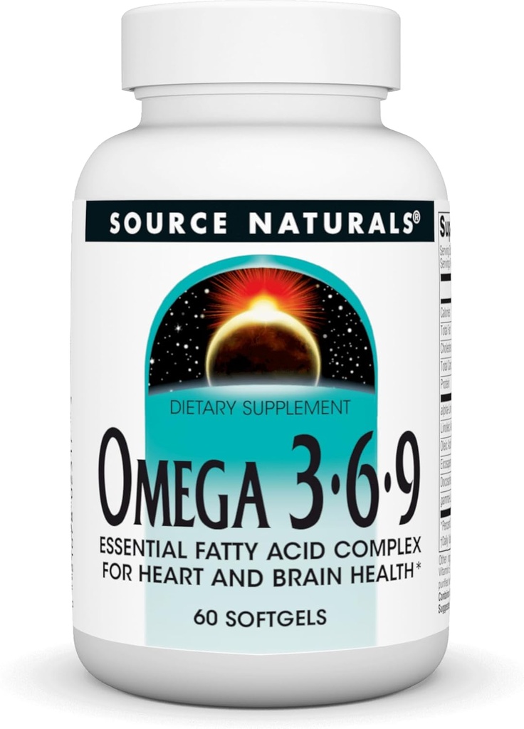 Quelle Naturals Omega 3-6-9, Essential Fatty Acid Complex for Heart and Brain Health* - 60 Softgels