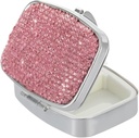 Pill Organizer Travel,Square Small Metal Pill Box Case,Kompakt Medizin Vitamin Container,Portable Pillenhalter Flasche für Frauen (Pink)