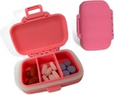Travel Pill Organizer - Durable, wasserdicht Pille Fall Reisegröße mit 3 Komponenten - Kompakte Pille Reisetasche für Vitamine, Nahrungsergänzungsmittel, Medizin - Travel Pille Container für Geldbeutel (Pink)