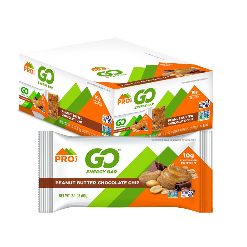 PROBAR - GO Energy Bars - Peanut Butter Schokoladenchip - Glutenfrei, Non-GMO, Ganz-Food Ingredient Snack Bars (12 Zähler)