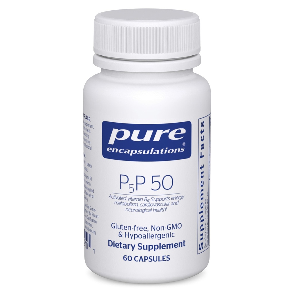Pure Encapsulations P5P 50 - Aktives Vitamin B6 - Unterstützt Energiemetabolismus und Gehirngesundheit* - Glutenfrei & Non-GMO - 60 Kapseln