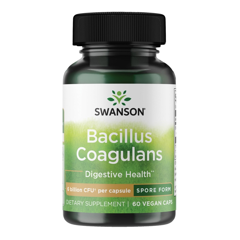 Swanson Bacillus Coagulans Spore-Form Probiotique pour les adultes à la recherche d'un soutien digestif stable sur la plate-forme avec 6 milliards CFU - résistant à l'acide (60 capsules véganes)