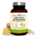 Herbal Roots Ginger Supplement | Organic Ginger Root Capsules | 1.200 mg Pure Ginger Powder per Serving | 60 Vegan Capsules