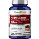 NusaPure Magnolia Bark 20:1 Extrait, 250 mg équivalent à 5 000 mg 200 Capsules Végétariennes Vegan Non-OGM