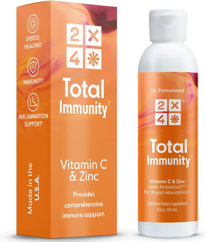2X4 Elderberry mit Zink und Vitamin C für Erwachsene - Flüssige tägliche Immununterstützung - Liposomale Immunität Supplement Vitamine, Non-GMO, Zucker, 30 Servierungen, 5 fl oz