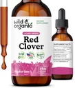 Wild & Organic Red Clover Extract Drops - Menopause Supplements für Damen - 600 mg Liquid Red Clover Tincture - 1-Monats-Versorgung - Trifolium Pratense Blossom - Zucker & Alkoholfrei - 2 oz