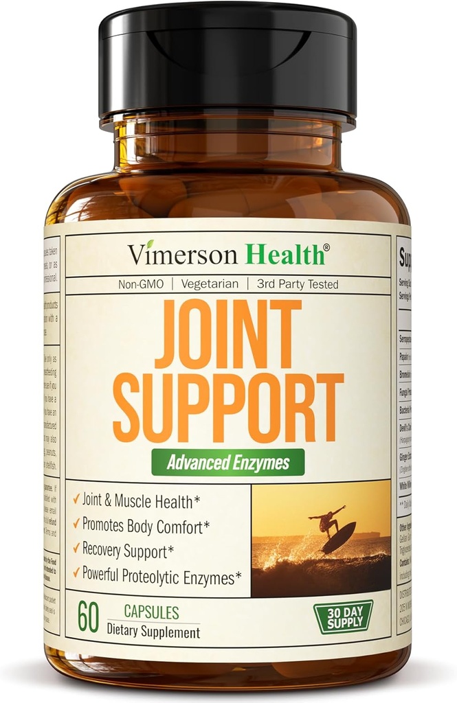 Joint Support Supplement mit Bromelain, Serrapeptase & Papaya Enzymes - Proteolytic Enzymes for Digestion & Recovery - Verdauungsenzym & Joint Complex für Männer & Frauen - 60 Delayed Release Capsules