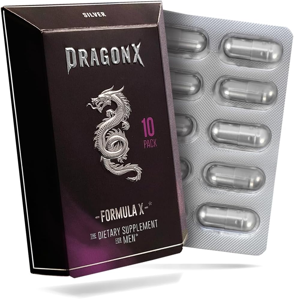 DRAGONX Silber Male Ergänzung für Stamina, Stärke, Energie, Ausdauer und Antrieb. Schnelles Aktivieren, lang anhaltende Formel | 10 Kapseln