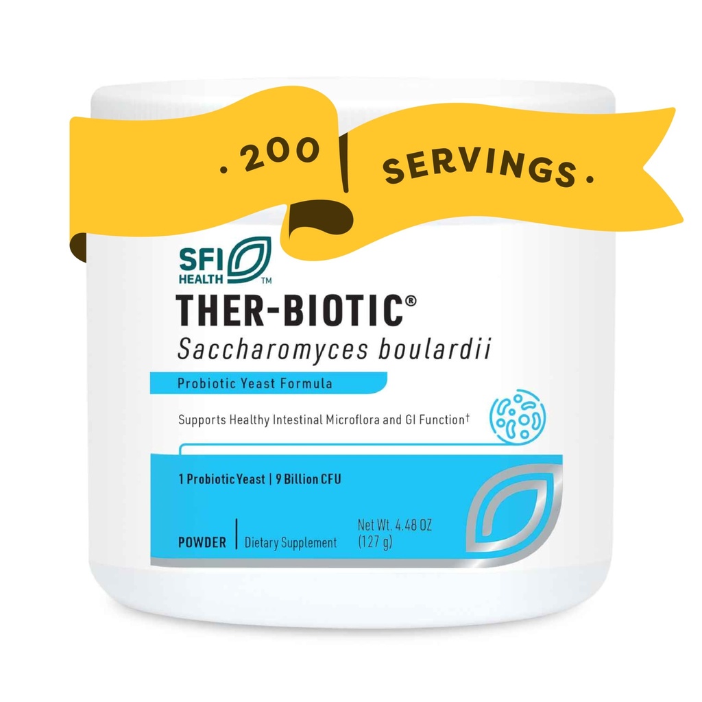 Klaire Labs SFI Health Pure Saccharomyces Boulardii Powder - Supplément probiotique soutient l'équilibre des levures - Soutien digestif et immunitaire - Hypoallergénique - Double Scoop pour les enfants et les adultes (4.48oz)