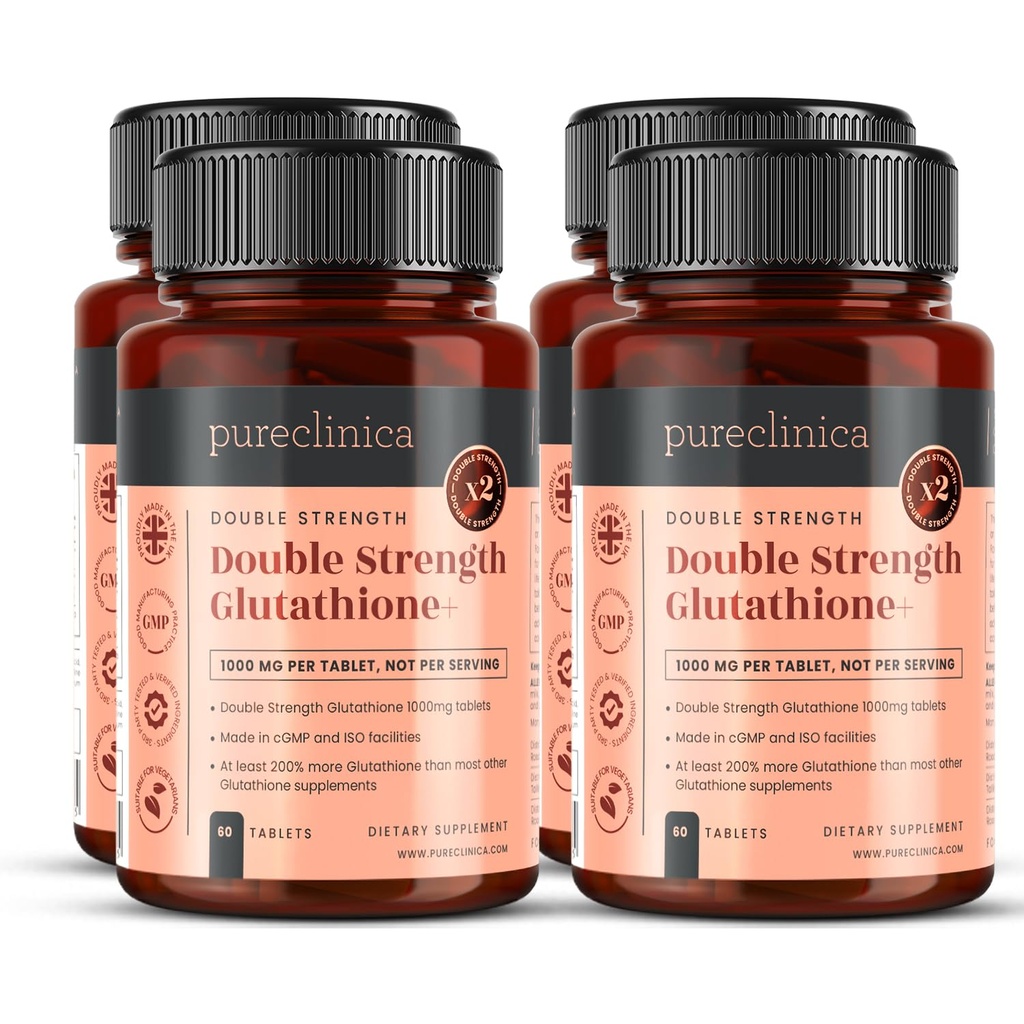 Glutathion 1000mg x 240 comprimés (4 bouteilles de 60)- w/500mg Glutathion, 300mg ALA et 200mg VIT C par comprimé