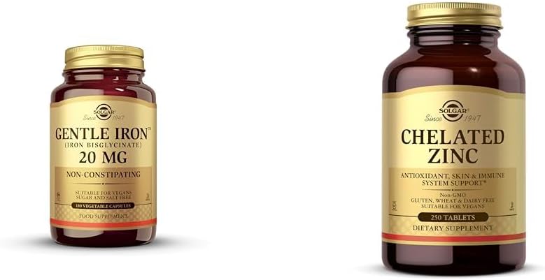 Solgar Gentle Iron - Ideal für empfindliche StomachsRed Blutzellergänzung, Non Constipating & GMO & Chelat Zink, 250 Tabletten - Zink für gesunde Haut - Unterstützt Zellwachstum & DNA-Formation