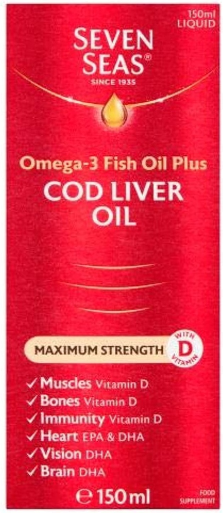Seven Seas Pure Cod Liver Oil Extra hohe Stärke 150ml