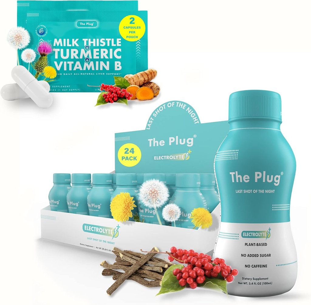 The Plug Liver Cleanse Detox & Repair Bundle - Supplement Pills & Recovery Drink (24 Pack)