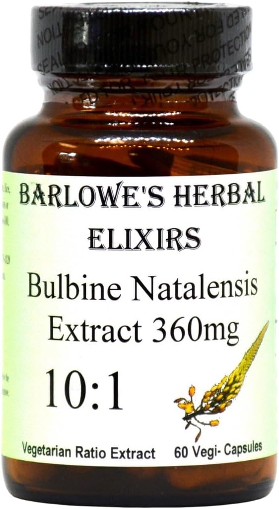 Elixirs à base de plantes de Barlowe Bulbine Natalensis (en anglais)10:1 Extrait (en anglais) 360mg par Capsule (en anglais) 60 Capsules de Véggie (en anglais)
