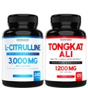 L Citrulline 3000mg Ergänzung (240 Zähler) L Arginin & Nitric Oxide Pillen - Tongkat Ali Für Männer 1200mg 200 bis 1 Extrakt - (120 Zähler) Unterstützung Stärke, Fahren & Athletic Performance - Vegan & USA Made