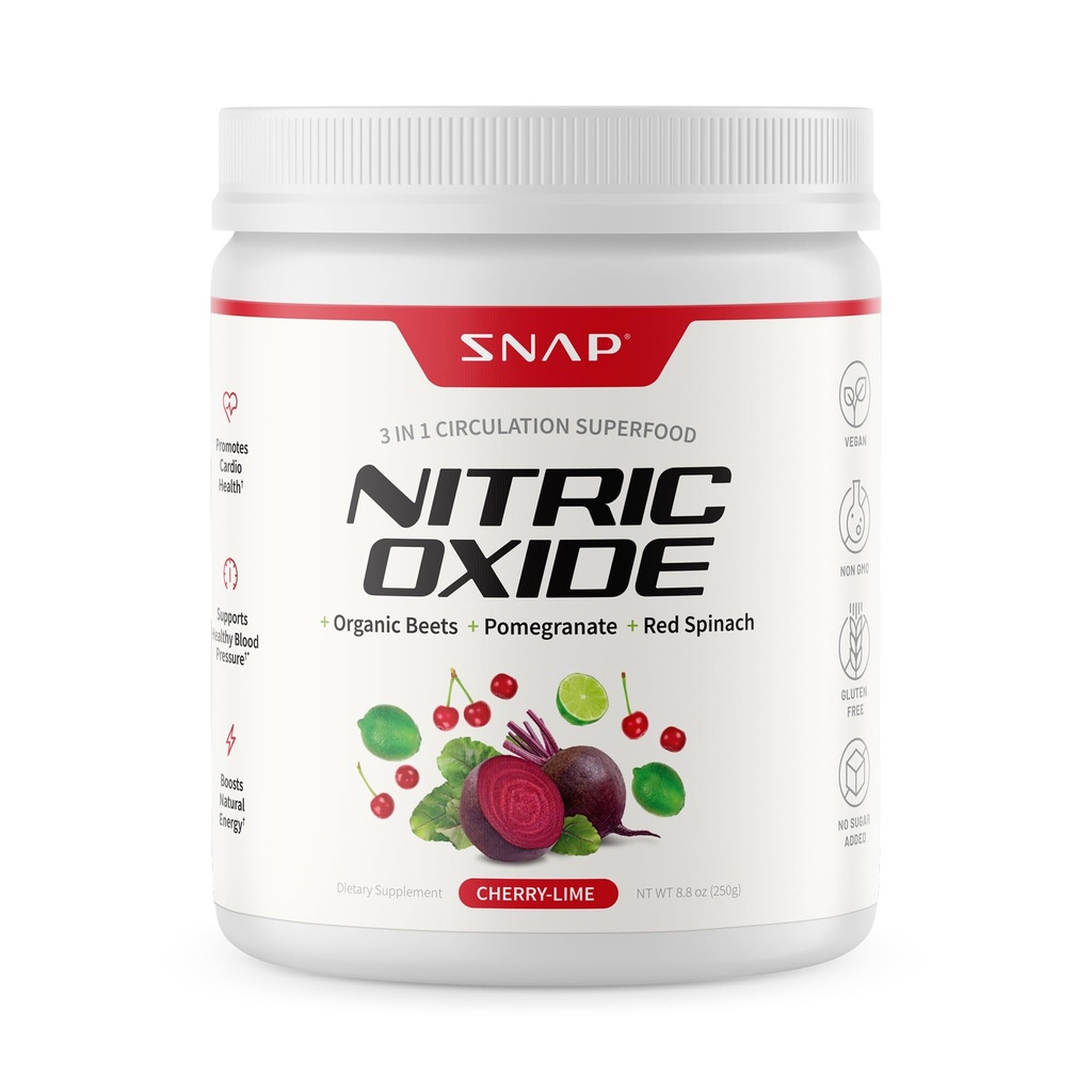 Snap-Ergänzungen Organic Beet Wurzel-Nitric Oxide Pulver - Unterstützt Energie und Gesunde Zirkulation, 8.8 Unze (30 Servierungen, 1 Monat Versorgung), Kirschen Lime