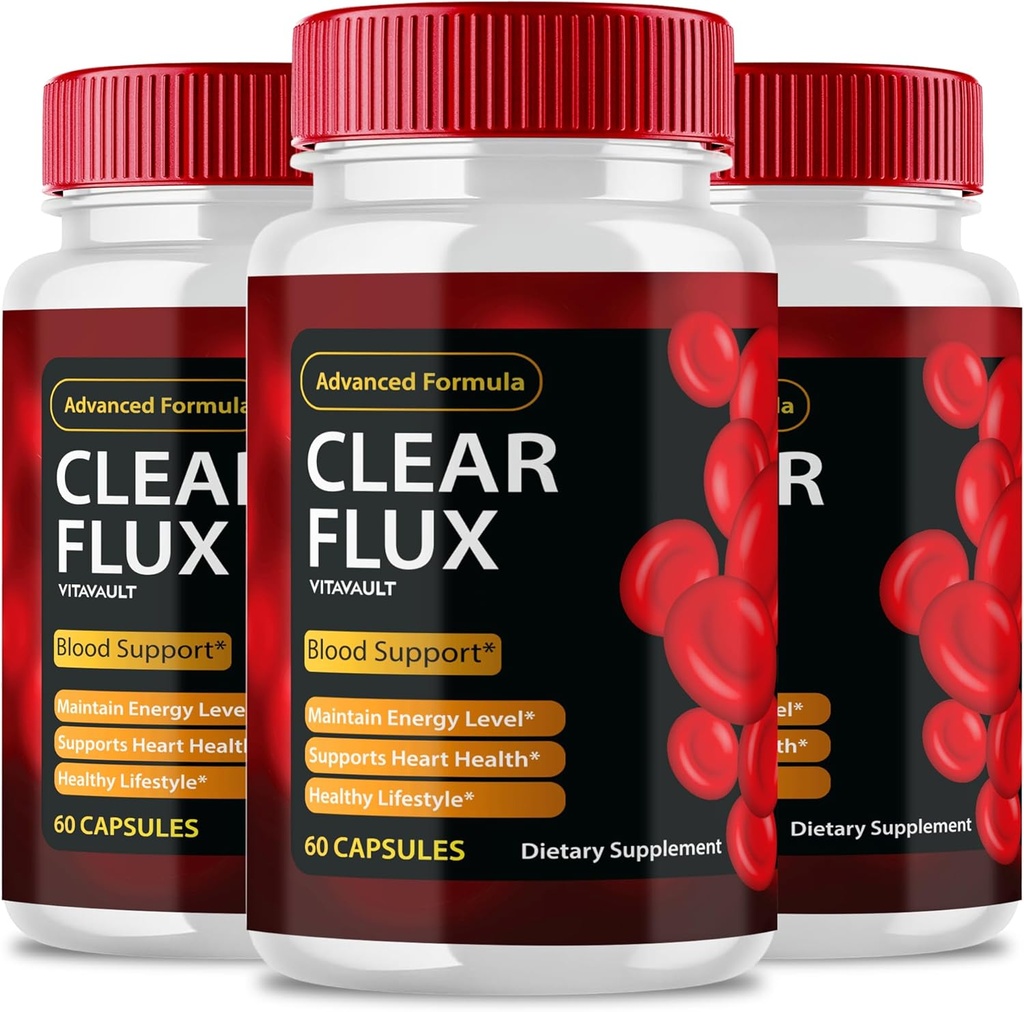 Klare Flux-Ergänzung, Super Boost Clear Flux-Ergänzung, Klare Flux-Kolben, offizielle Formel, Premium-Unterstützung zur Aufrechterhaltung stabiler Niveaus & Gesunde Zirkulation, Klare Flux Health Reviews (3 Pack)