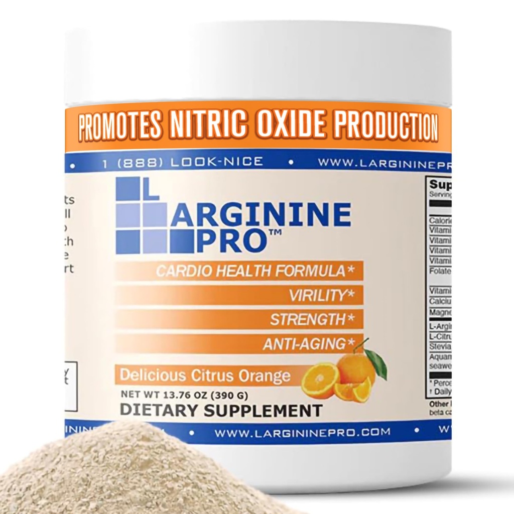 L-Arginin PRO | 5.500mg L-Arginin Plus L-Citrulline 1.100mg Orange Pulver-Getränk-Misch-Ergänzung für erhöhte Stickstoffoxid-Produktion