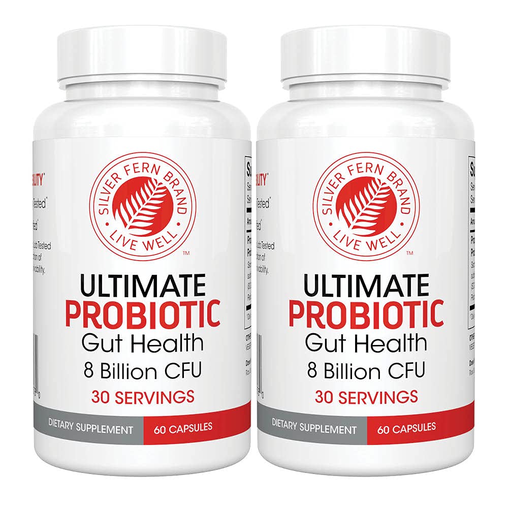 Silver Fern Ultimate Probiotic 2-Pack – Probiotiques pour les femmes et les hommes – Supplément de santé de Gut Spore-Forming de 8 milliards CFU – ADN Vérifié, Probiotique végétalien, Table-Stable, Haute Survivabilité – 120 capsules