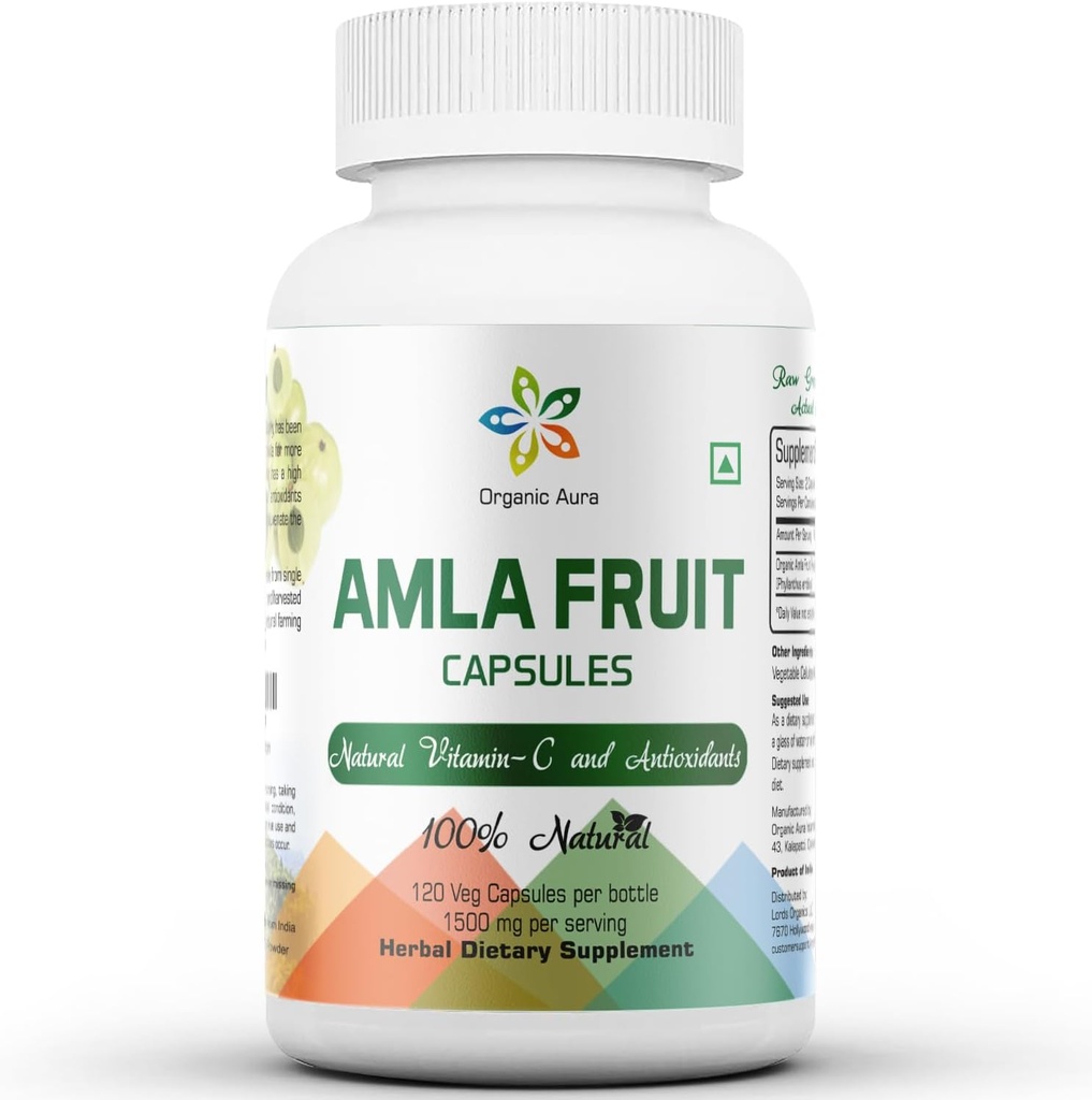 Amla Kapseln 1500mg -120 Veg Kapseln. Rohes und reines natürliches Vitamin C, erhöht natürlich Immunität, Haut Glow, Energie und abundante Antioxidantien. Ganze grüne SuperFood Nutrition. Nicht GMO-Gluten kostenlos.