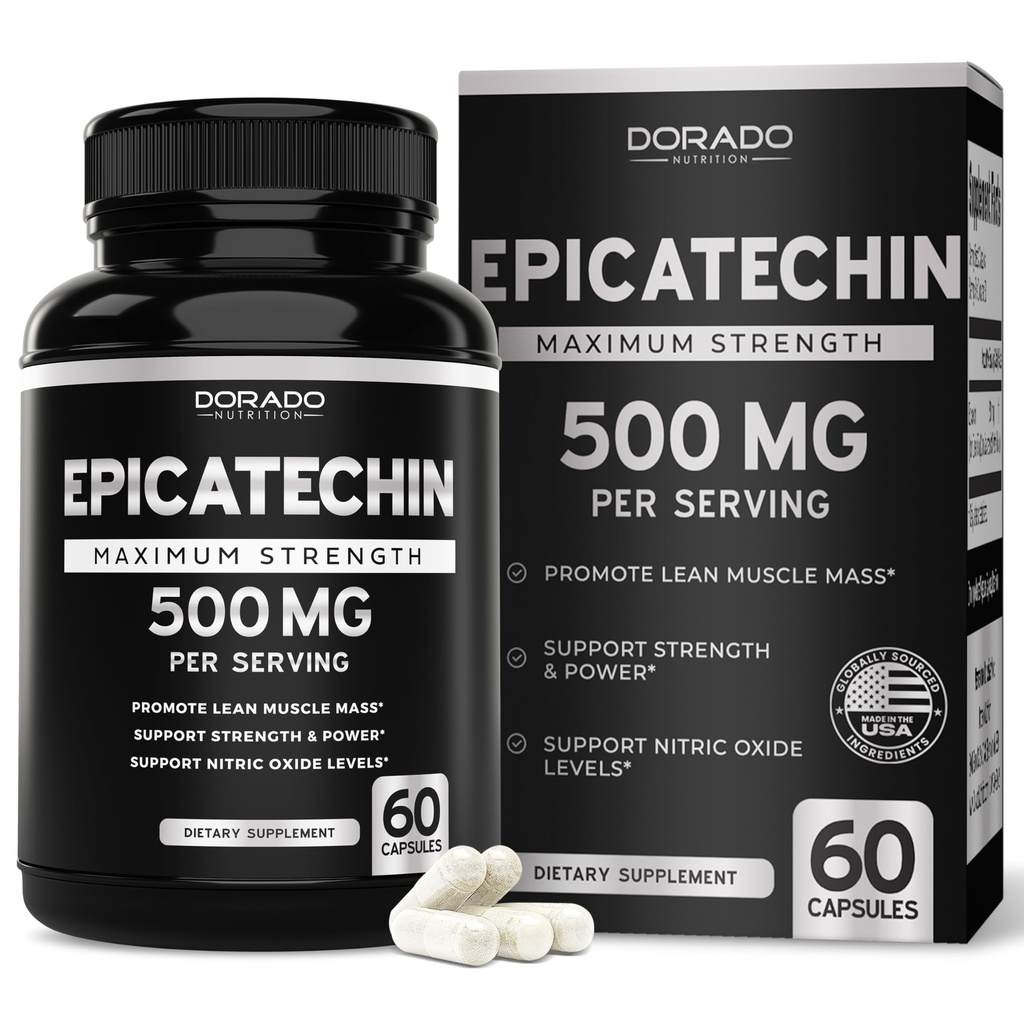 Epicatechin Extrakt 500mg pro Portion (60 Kapseln) Myostatin Inhibitor, Myostatin Blocker für Lean Muscle, Nitric Oxide, Stamina & Endurance – Non GMO, Vegan Supplement & Third Party Tested