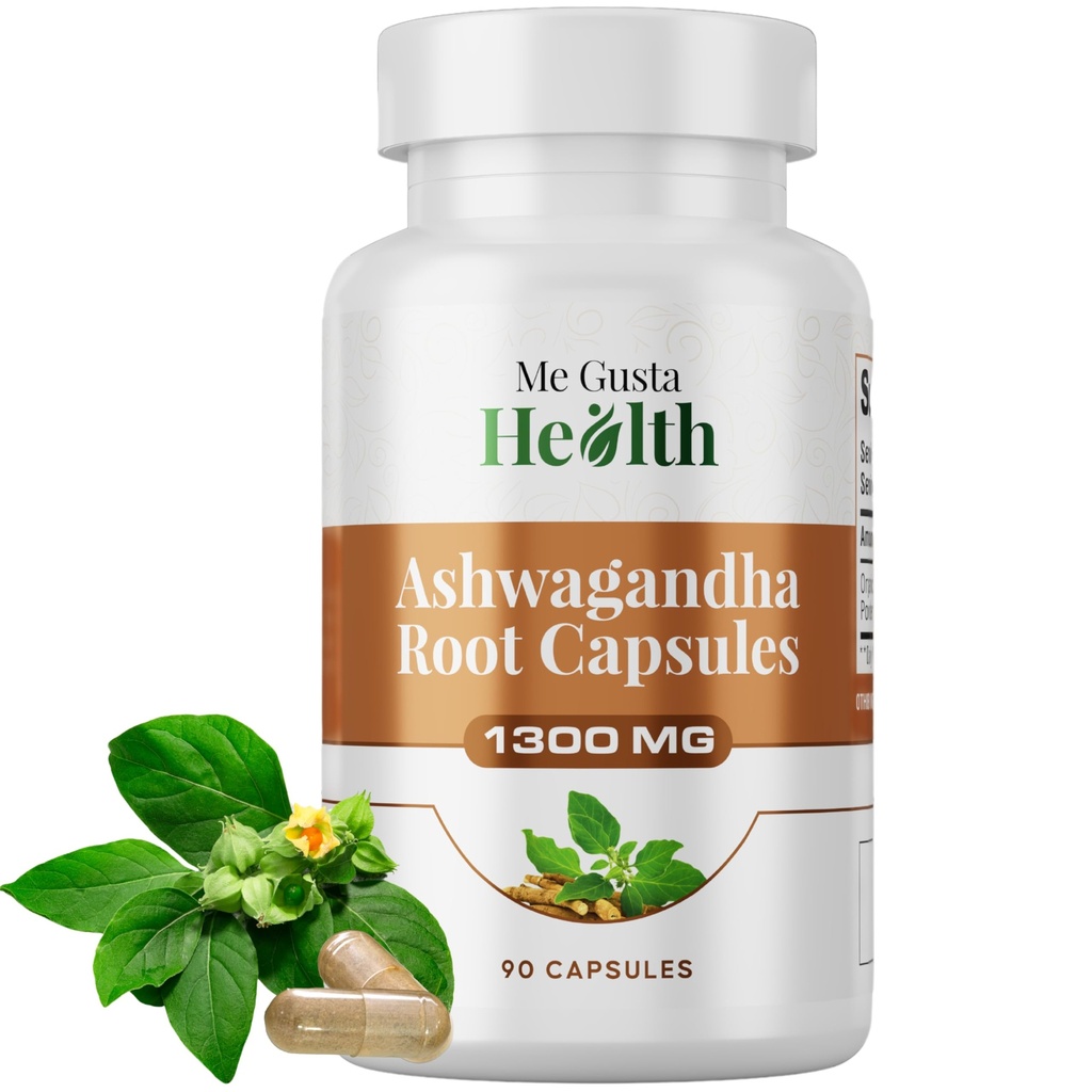 Ashwagandha Root Powder Capsules 1300mg, Soutien au métabolisme de la capsule pour les femmes et les hommes, soutien immunitaire et d'humeur, Ashwamag GMO sans énergie et soutien du sommeil 90 Capsules