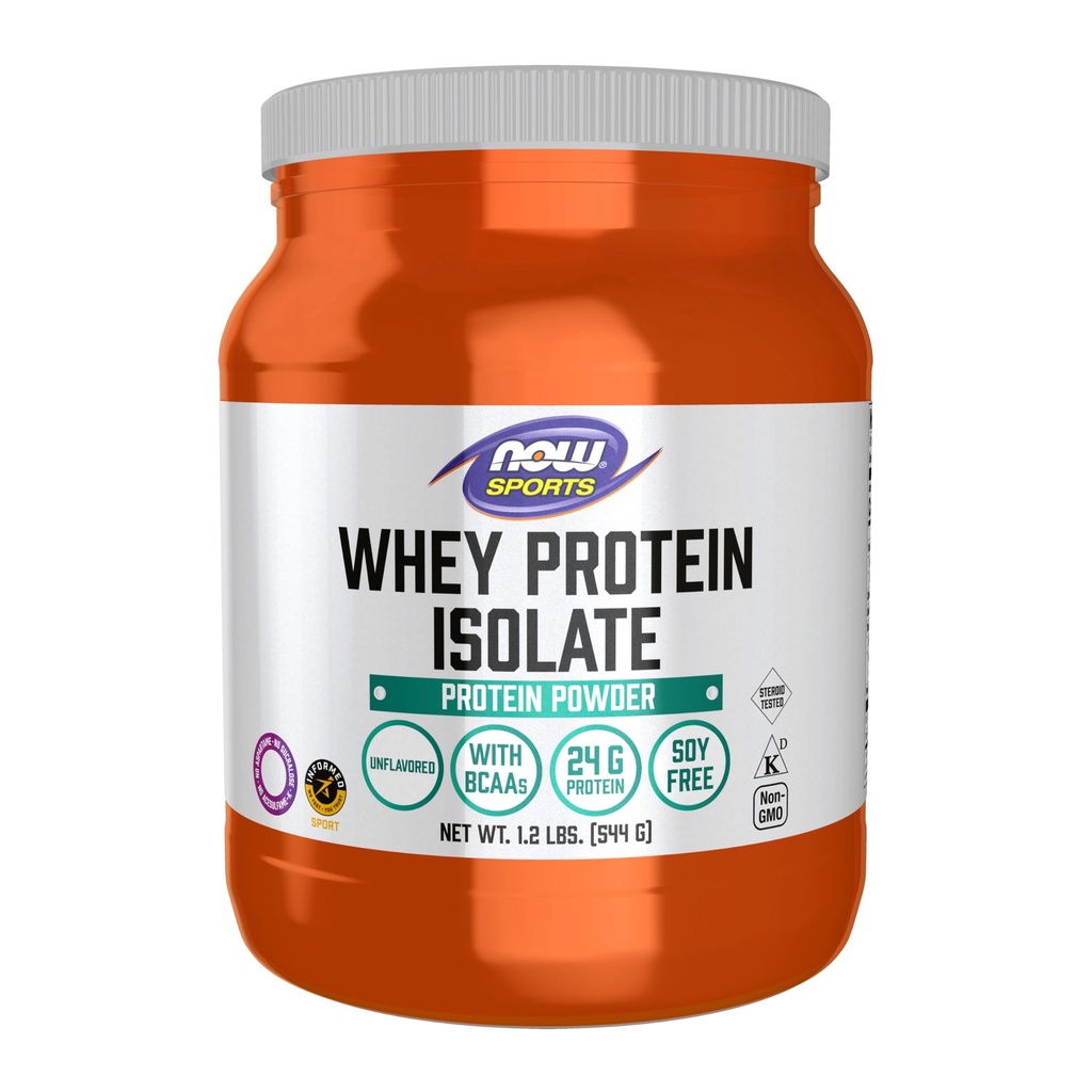 MAINTENANT Poudre isolate de protéines de lactosérum de sport avec BCAA - Non aromatisé - 1,2 lb
