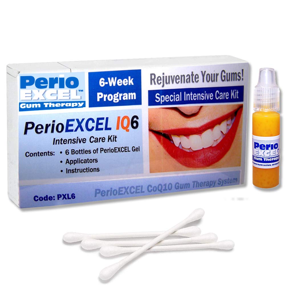 IQ6 Intensive Pflege Kit 6-wöchige CoQ10 Gum Gel Behandlung und Mundpflege Kit mit Ultrasoft Perio Zahnbürste, Tongue Cleaner, Floss und Oral Care Guide | Hilft, Gum-Krankheit zu bekämpfen