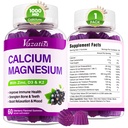 Calcium Magnesium Zink-Gummien mit Vitamin D3 und K2, hohe Absorption Magnesium-Glycinat-Kalium für Immun- und Muskeln, Veganerbeeren Geschmack 60 Gummi