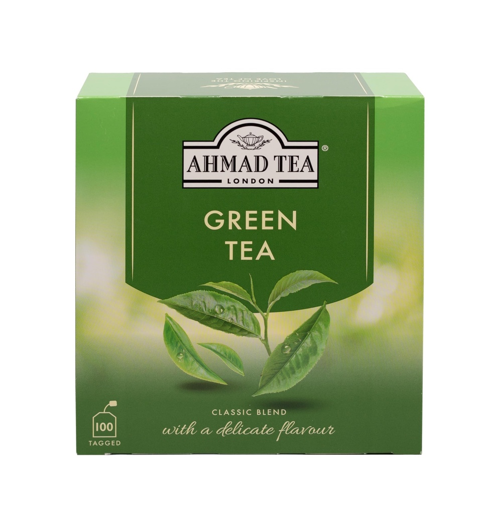 Ahmad Tee Grüner Tee, Grüner Tee Teebeutel 100 ct - Koffeiniert & Zuckerfrei