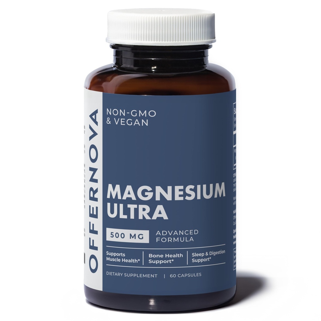 Offernova Magnesium Ultra - Hohe Absorption 500mg Vegan Magnesium Citrat & Oxid Complex - Boost Sleep, Digestion & Muskel Gesundheit für Männer & Frauen - Constipation Relief - Citrato de Magnesio