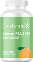 Celebrate Vitamine Calcium Plus 500 Bariatric Calcium Citrat mit Vitamin D3 Kaubar, 500 mg, Glutenfrei & Zuckerfrei, Calcium Citrat für Bariatric Patienten, Orange Burst, 90 Graf