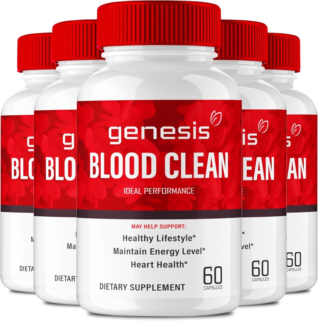 Genesis Blood Clean Capsules - Supplément de formule avancé pour la force maximale - Nettoyant de vaisseaux sanguins naturels, GenesisBlood Clean Pills, GenesisBloodClean Pastillas Reviews (5 Pack)