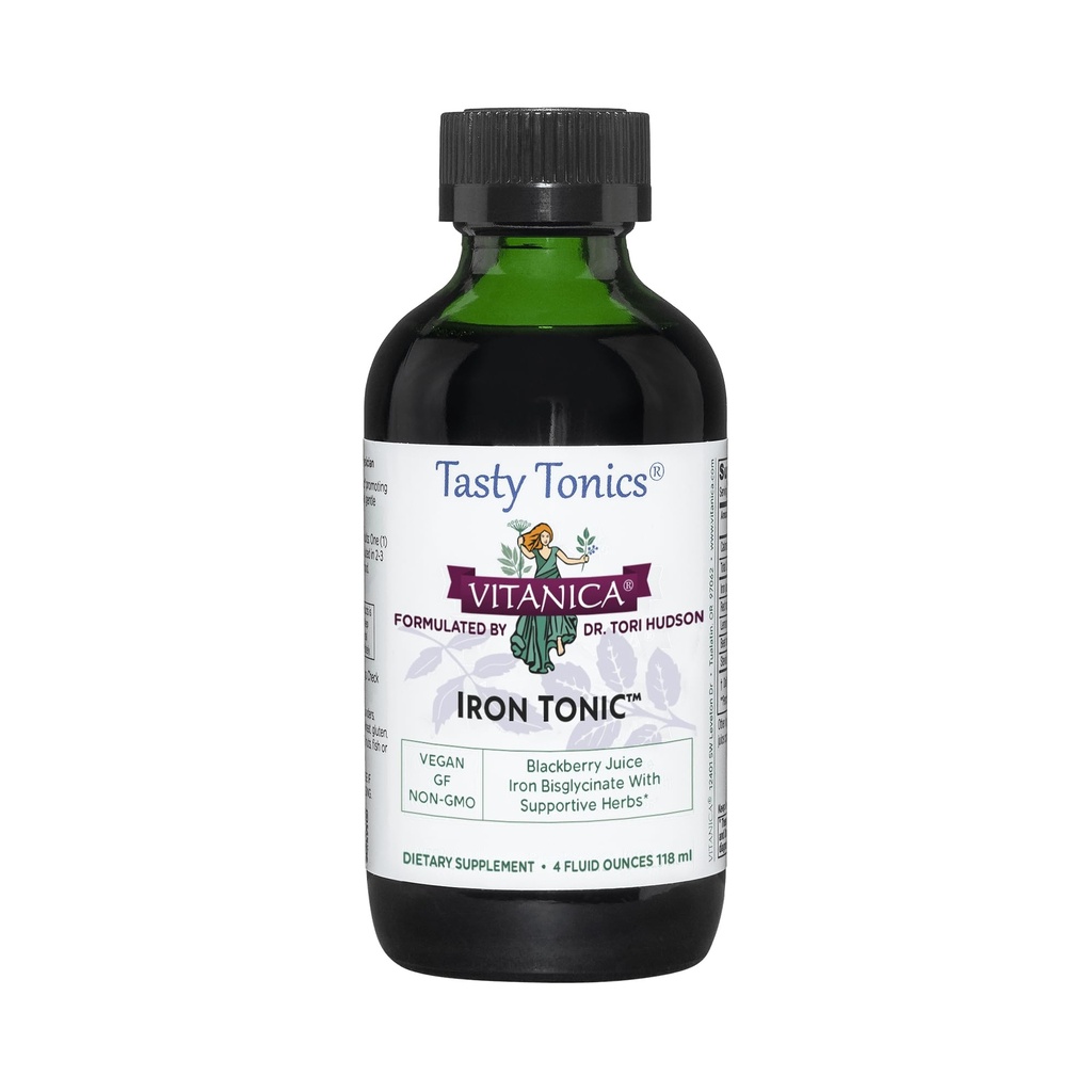 Vitanica Eisen Tonic, Flüssige Eisenergänzung, Rote Blutzellenunterstützung, Vegan, 4 Unze