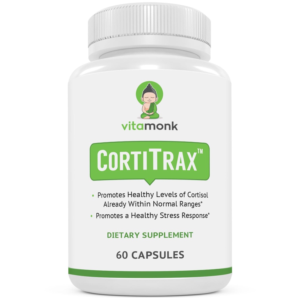 VitaMonk CortiTrax Blocker Cortisol naturel - Doctor Formulé Cortisol Manager, Cortisol Support & Réducteur Cortisol (Déjà dans les gammes normales)- Supplément Cortisol 60 Capsule