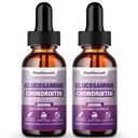 2 Pack Glucosamin Chondroitin MSM Flüssigkeitstropfen, Extra Strength Joint Support Supplement für Erwachsene Männer und Frauen, Quercetin Boswelia, Bromelain, Antioxidans Immununterstützung (4 Fl oz)