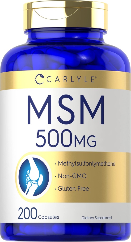 Carlyle MSM Supplement Kapseln | 500mg | 200 Count | Non-GMO & Gluten Kostenlose Formel | Methylsulfonylmethan
