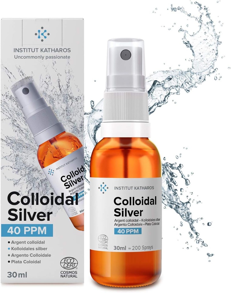 Spray de poche en argent colloïdal 40 PPM 1/3 fl oz ● Ecocert Cosmos Natural ● Concentration supérieure, particules plus petites = meilleurs résultats ● certifié par 3 laboratoires indépendants