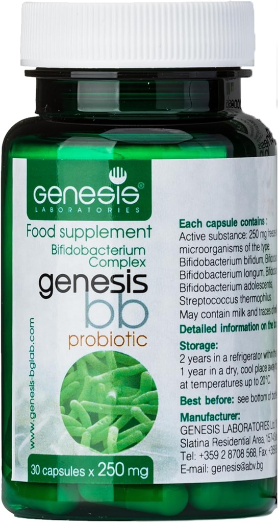 Genesis LABORATORIES Probiotische Ergänzung mit Bifidobacterium spp. 250 mg 30 Kapseln Immununterstützung Gut Health Probiotics für Verdauungsgesundheit Anti Bloating für Männer und Frauen Gut Restore Probiotic