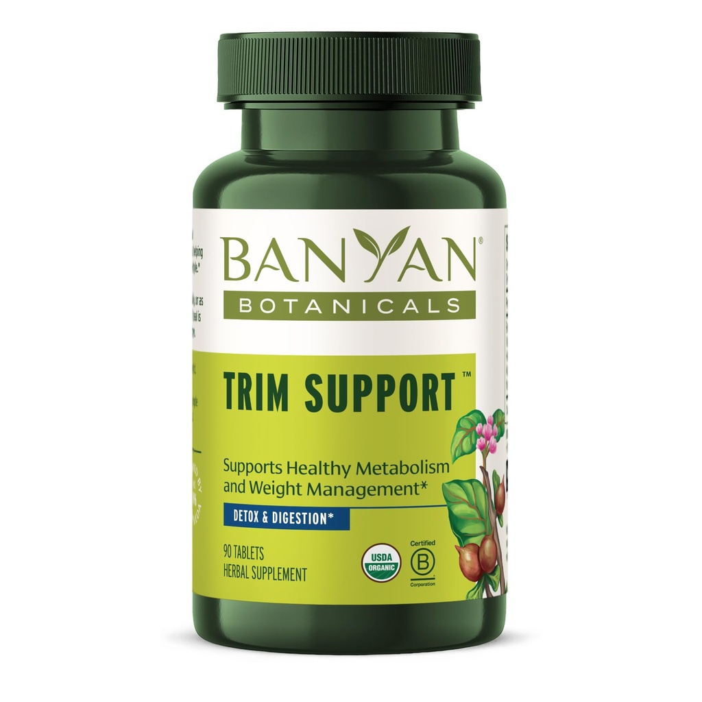 Banyan Botanicals Trim Support – Organic Weight Loss Supplement* – Natural Metabolism Support mit Triphala, Guggulu & Ayurvedic Kräuter für Reinigung* – 90 Tablets – Non-GMO Sustainable Sourced Vegan