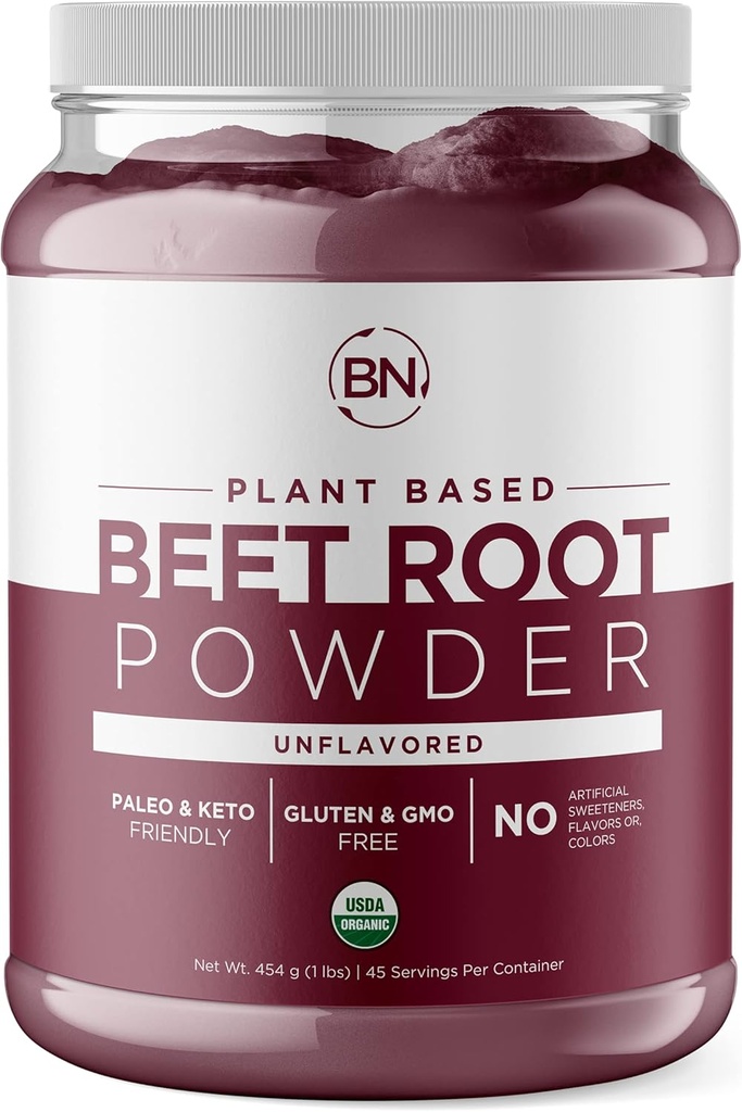 Poudre de racine de betterave biologique – Betteraves à base d'oxyde nitrique pure à base de plantes pour l'endurance et la circulation - Poudre de betterave biologique de l'USDA pour votre jus de betterave du matin - Non-OGM, certifié biologique, sans gluten