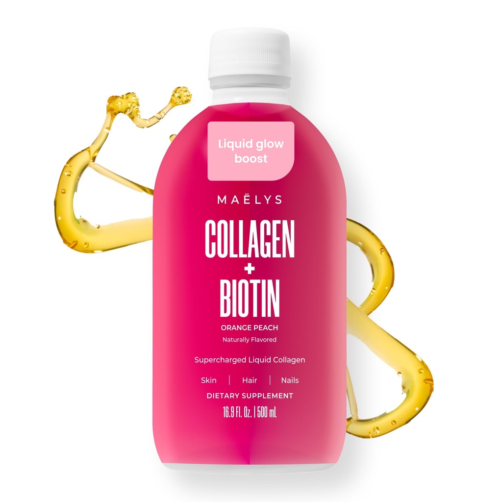 MAËLYS Super geladenes flüssiges Kollagen für Frauen - Collagen Peptides Supplement mit Biotin für Haar, Haut und Nägel - Flüssige hydrolysierte Collagen Peptide