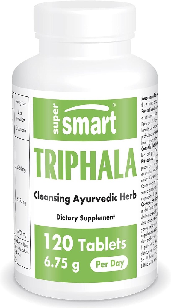 Supersmart - Triphala 6.75 g Per Serving - mit Amla, Behada & Harada - Innenreiniger für Verdauung - Natural Detox Supplement | Non-GMO & Gluten Free - 120 Vegetarische Kapseln
