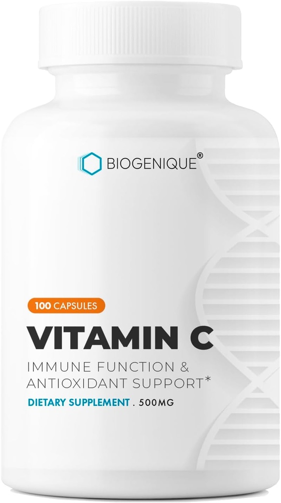 Vitamin C - Natürliche Ascorbinsäure Vitamin C-Ergänzung für Immununterstützung - Pharmazeutische Grad Vitamin C 500mg - 100 Kapseln - natürliche Immunverstärker für Erwachsene - Vegan, Made in Canada