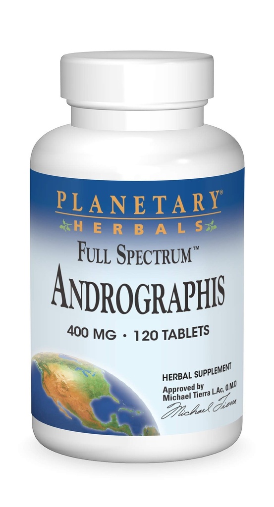 Herbals Planétaires Full Spectrum Andrographis 400mg Soutenir des systèmes digestifs, cardiovasculaires et unrinaires sains - Soutien pour une fonction hépatique et immunitaire saine - Ayurvedic Herb - 120 comprimés