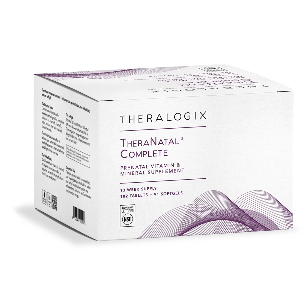 Theralogix TheraNatal komplette Prenatal Vitamin Supplement - 91-Day Supply - mit DHA, Vitamin D3, Folate, Iodine, Choline, Eisen, Vitamin B6 & Mehr - NSF zertifiziert - 182 Tabletten & 91 Softgels